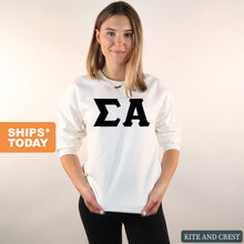 Load image into Gallery viewer, Sigma Alpha Basic Black Letters Crewneck Sweatshirt - Kite and Crest
