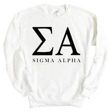 Load image into Gallery viewer, Sigma Alpha Block Letter Crewneck Sweatshirt - Kite and Crest
