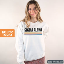 Load image into Gallery viewer, Sigma Alpha Colorful Stripes Crewneck Sweatshirt - Kite and Crest
