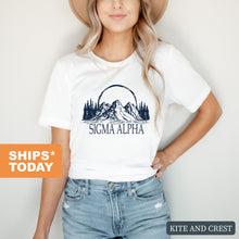 Load image into Gallery viewer, Sigma Alpha Epic Mountains T-shirt - Kite and Crest
