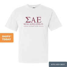 Load image into Gallery viewer, Sigma Alpha Epsilon Comfort Colors T-Shirt - SAE Basic Lined Shirt - Kite and Crest
