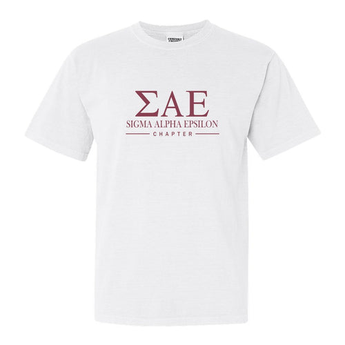 Sigma Alpha Epsilon Comfort Colors T-Shirt - SAE Basic Lined Shirt - Kite and Crest