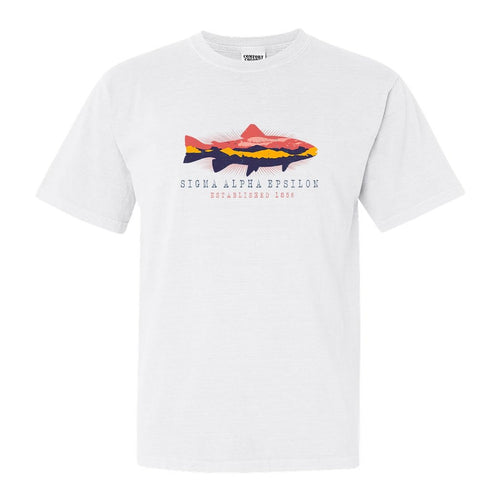 Sigma Alpha Epsilon Comfort Colors T-Shirt - SAE Fishing Shirt - Kite and Crest