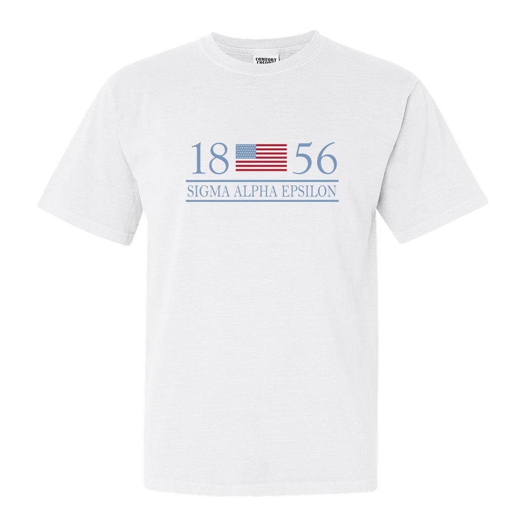 Sigma Alpha Epsilon Comfort Colors T-Shirt - SAE Flag Year Shirt - Kite and Crest