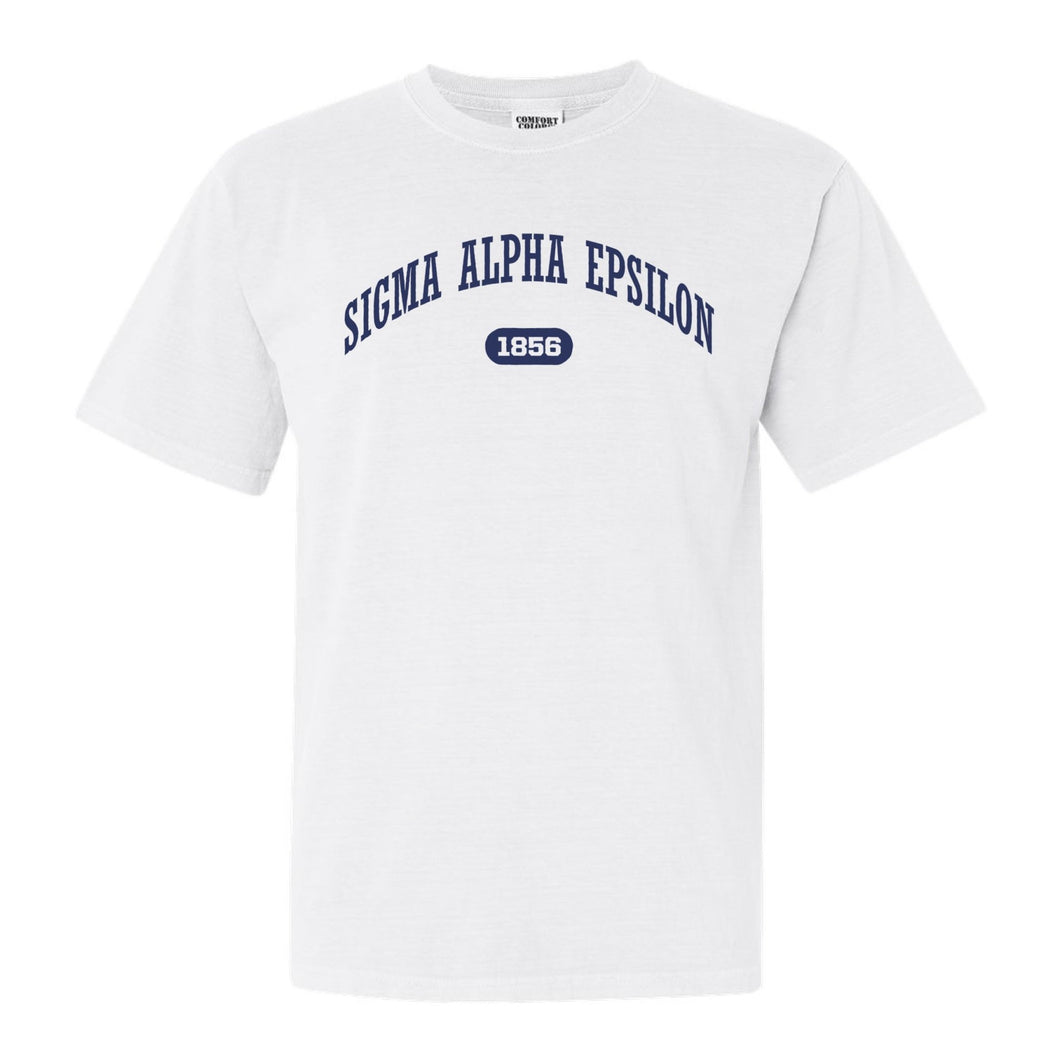 Sigma Alpha Epsilon Comfort Colors T-Shirt - SAE Fraternal Arch Shirt - Kite and Crest