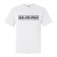 Load image into Gallery viewer, Sigma Alpha Epsilon Comfort Colors T-Shirt - SAE Fraternal Block Shirt - Kite and Crest
