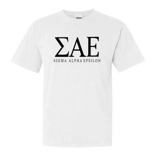 Sigma Alpha Epsilon Comfort Colors T-Shirt - SAE Fraternal Block Shirt - Kite and Crest