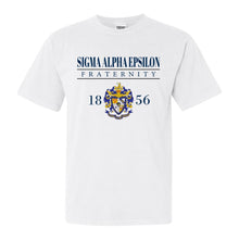 Load image into Gallery viewer, Sigma Alpha Epsilon Comfort Colors T-Shirt - SAE Large Crest Shirt - Kite and Crest

