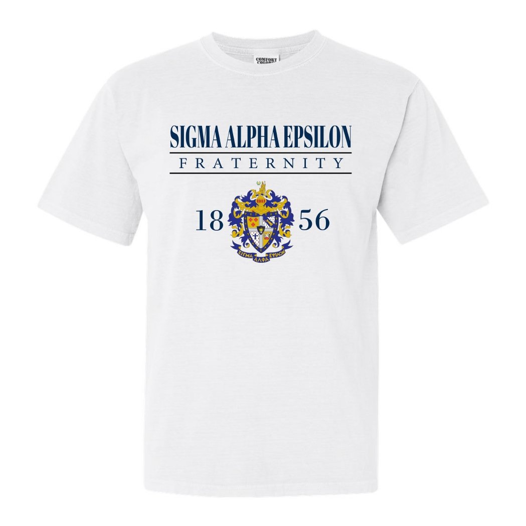 Sigma Alpha Epsilon Comfort Colors T-Shirt - SAE Large Crest Shirt - Kite and Crest