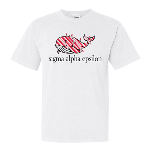 Sigma Alpha Epsilon Comfort Colors T-Shirt - SAE Red Whale Shirt - Kite and Crest