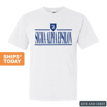 Load image into Gallery viewer, Sigma Alpha Epsilon Comfort Colors T-Shirt - SAE Shield Shirt - Kite and Crest
