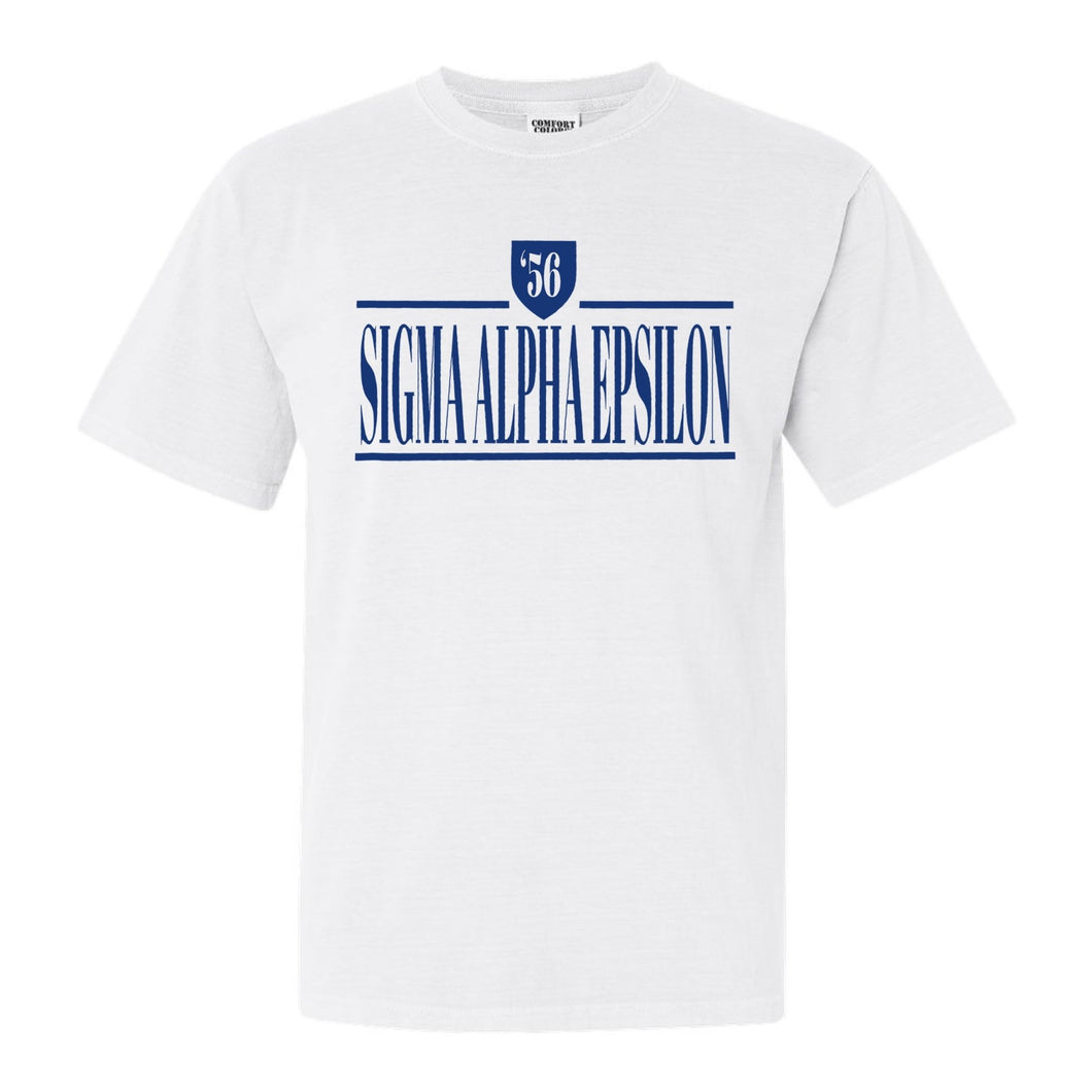 Sigma Alpha Epsilon Comfort Colors T-Shirt - SAE Shield Shirt - Kite and Crest