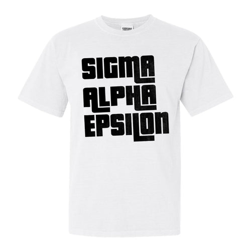 Sigma Alpha Epsilon Comfort Colors T-Shirt - SAE Stacked Letters Shirt - Kite and Crest