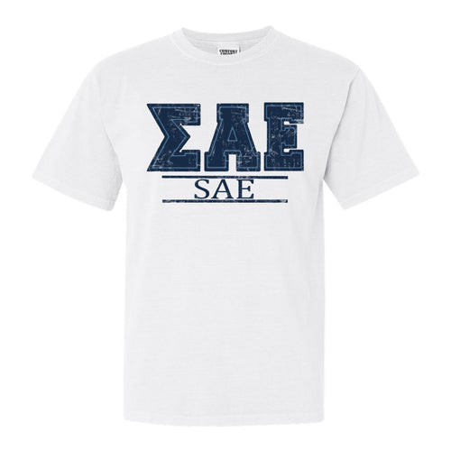 Sigma Alpha Epsilon Comfort Colors T-Shirt - SAE Washed Letters Shirt - Kite and Crest