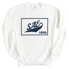 Load image into Gallery viewer, Sigma Alpha Epsilon Sweatshirt - SAE Baseball Boxed Crewneck Sweatshirt - Kite and Crest
