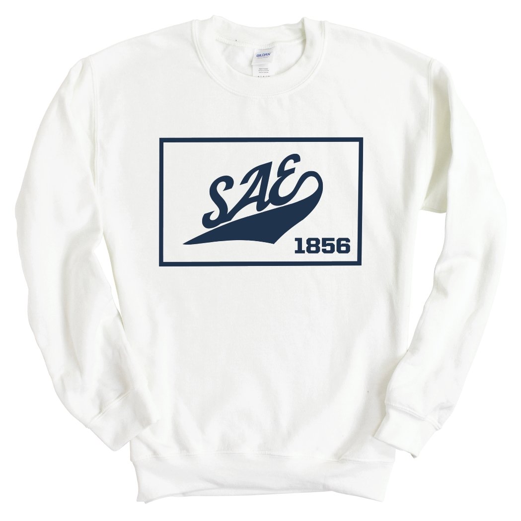 Sigma Alpha Epsilon Sweatshirt - SAE Baseball Boxed Crewneck Sweatshirt - Kite and Crest