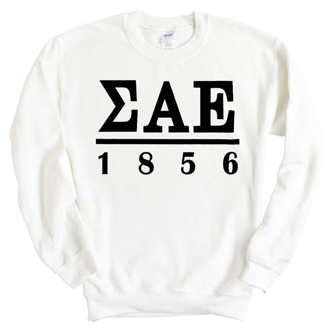 Sigma Alpha Epsilon Sweatshirt - SAE Black Letters Crewneck Sweatshirt - Kite and Crest