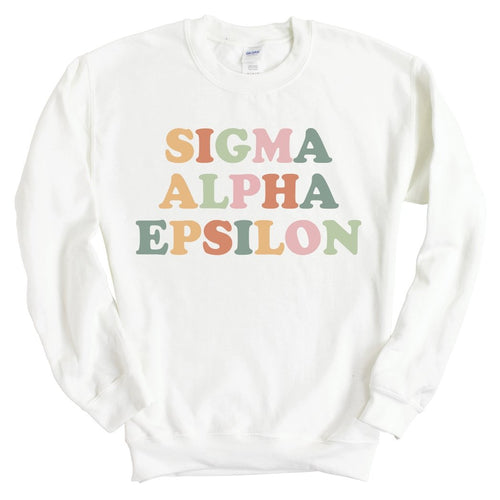 Sigma Alpha Epsilon Sweatshirt - SAE Bright and Colorful Crewneck Sweatshirt - Kite and Crest