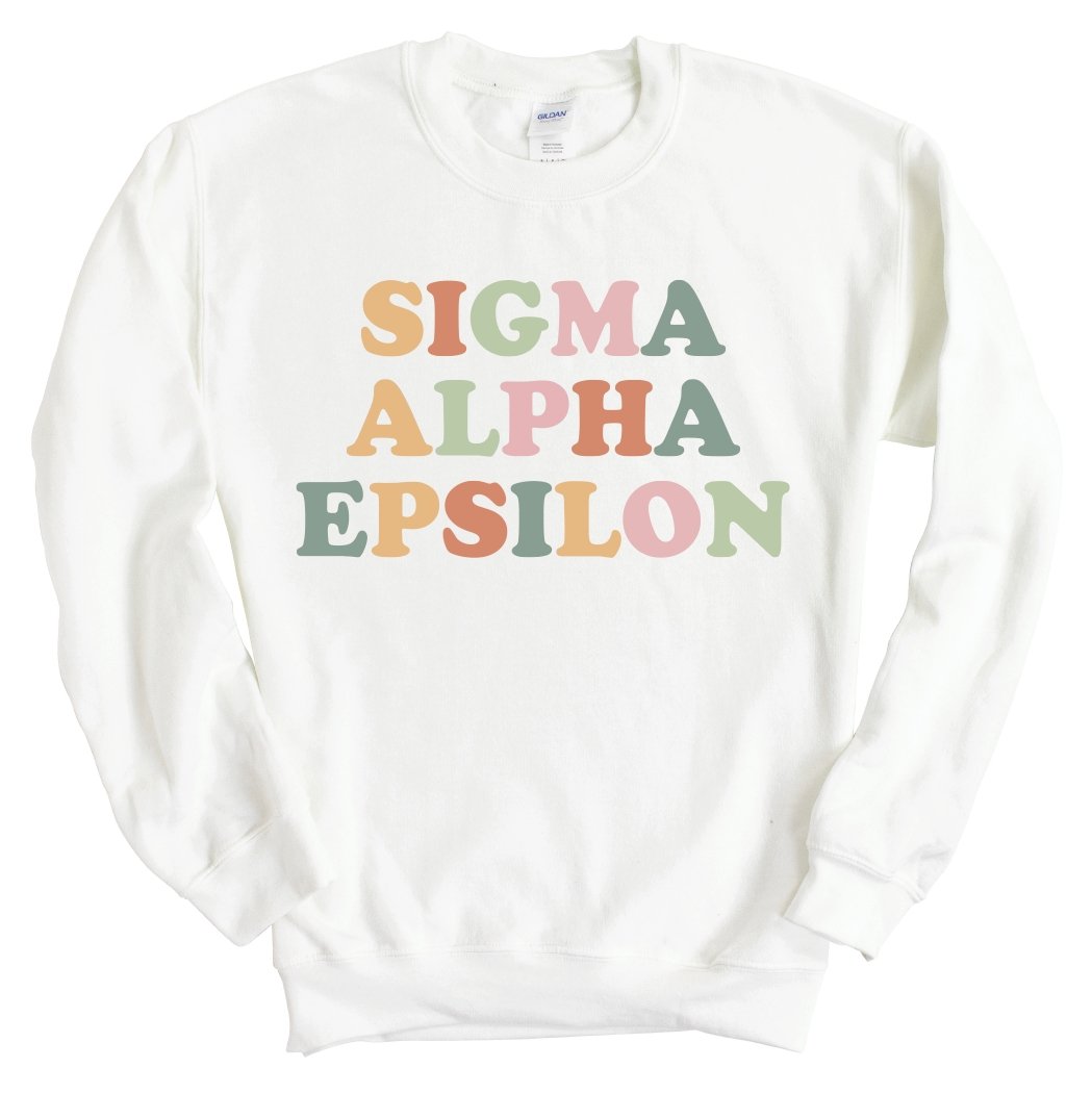 Sigma Alpha Epsilon Sweatshirt - SAE Bright and Colorful Crewneck Sweatshirt - Kite and Crest