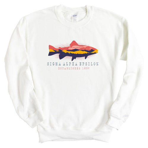 Sigma Alpha Epsilon Sweatshirt - SAE Fishing Crewneck Sweatshirt - Kite and Crest