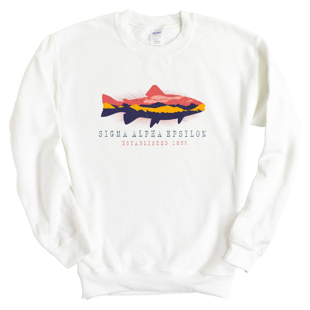 Sigma Alpha Epsilon Sweatshirt - SAE Fishing Crewneck Sweatshirt - Kite and Crest