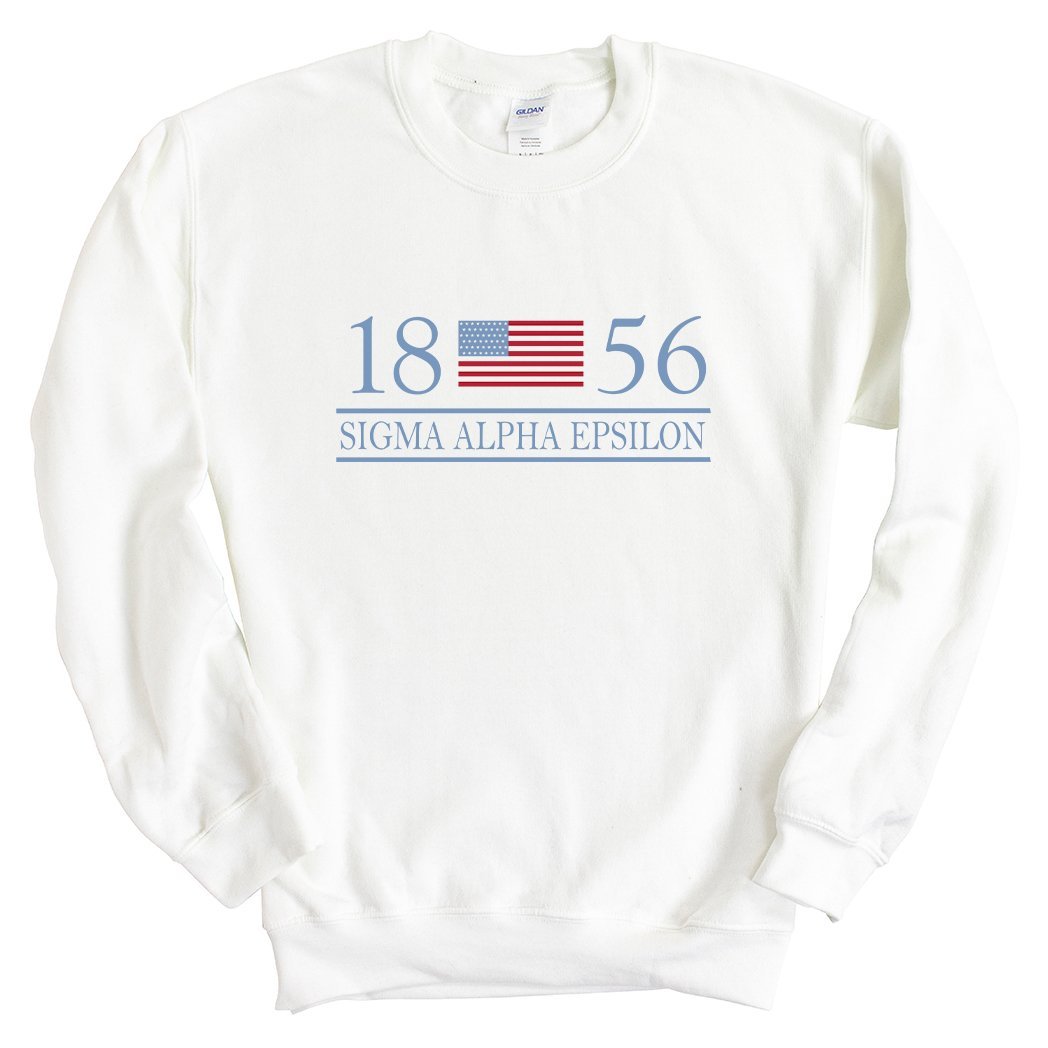 Sigma Alpha Epsilon Sweatshirt - SAE Flag Year Crewneck Sweatshirt - Kite and Crest