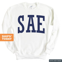 Load image into Gallery viewer, Sigma Alpha Epsilon Sweatshirt - SAE Intrinsic Lettered Crewneck Sweatshirt - Kite and Crest
