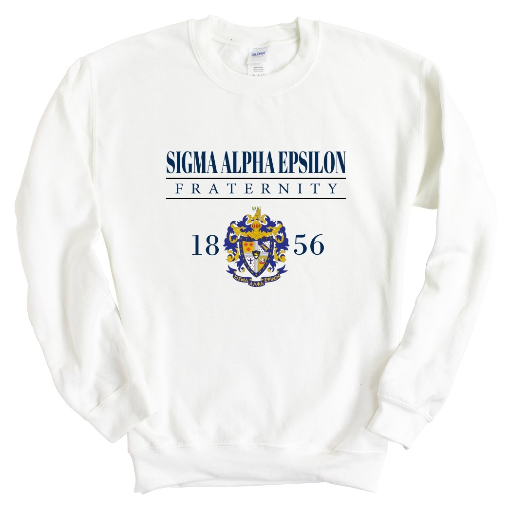 Sigma Alpha Epsilon Sweatshirt - SAE Large Crest Crewneck Sweatshirt - Kite and Crest