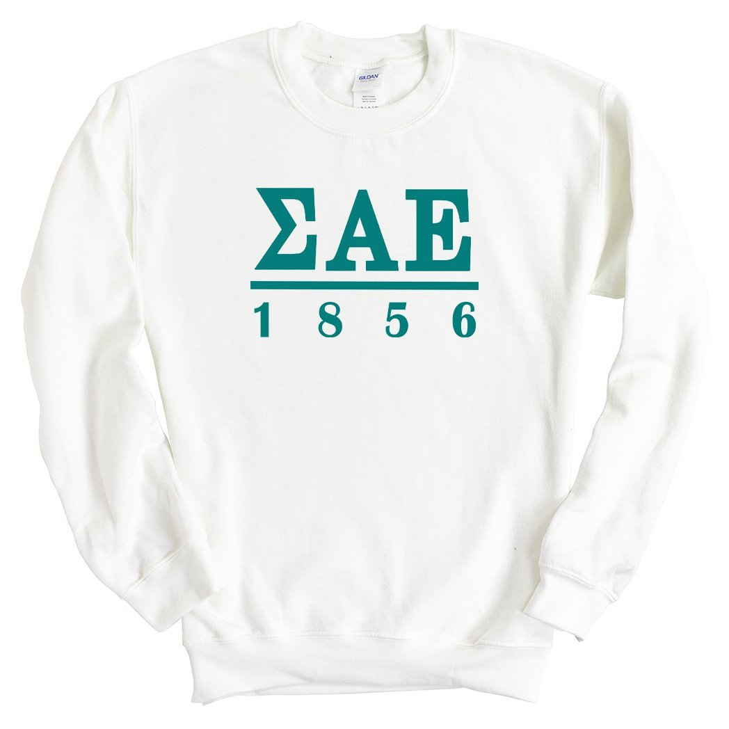 Sigma Alpha Epsilon Sweatshirt - SAE Lettered Basic Crewneck Sweatshirt - Kite and Crest