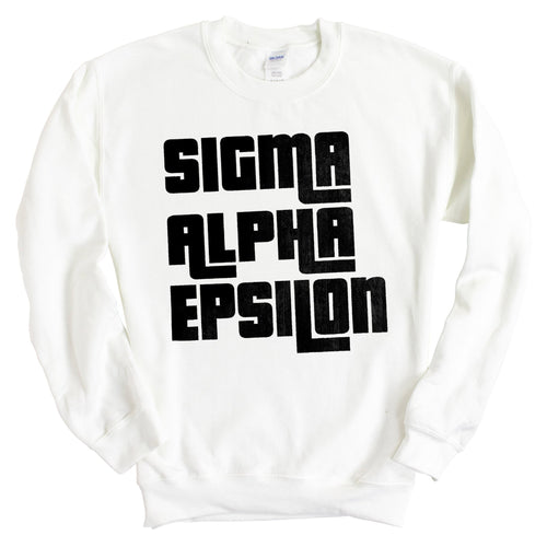 Sigma Alpha Epsilon Sweatshirt - SAE Stacked Letters Crewneck Sweatshirt - Kite and Crest