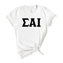 Load image into Gallery viewer, Sigma Alpha Iota Basic Black Letters T-shirt - Kite and Crest
