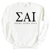 Load image into Gallery viewer, Sigma Alpha Iota Block Letter Crewneck Sweatshirt - Kite and Crest
