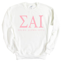 Load image into Gallery viewer, Sigma Alpha Iota Pink Letter Crewneck Sweatshirt - Kite and Crest
