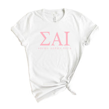 Load image into Gallery viewer, Sigma Alpha Iota Pink Letter T-shirt - Kite and Crest
