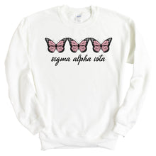 Load image into Gallery viewer, Sigma Alpha Iota Three Butterflies Crewneck Sweatshirt - Kite and Crest
