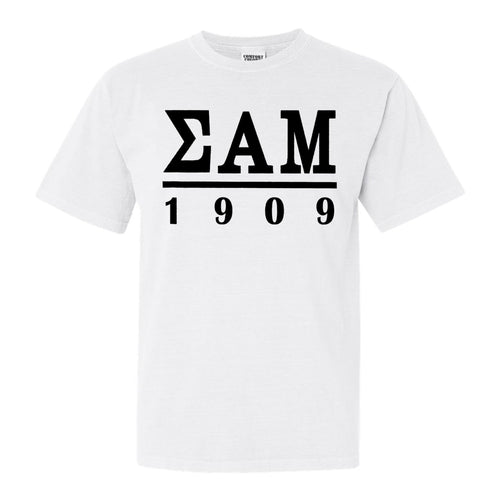 Sigma Alpha Mu Comfort Colors T-Shirt - Sammy Black Letters Shirt - Kite and Crest