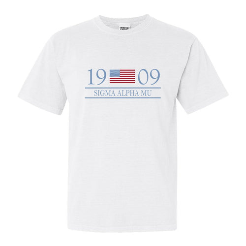 Sigma Alpha Mu Comfort Colors T-Shirt - Sammy Flag Year Shirt - Kite and Crest