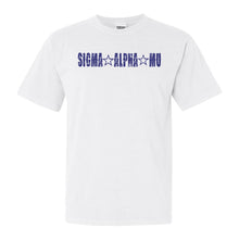 Load image into Gallery viewer, Sigma Alpha Mu Comfort Colors T-Shirt - Sammy Fraternal Star Shirt - Kite and Crest

