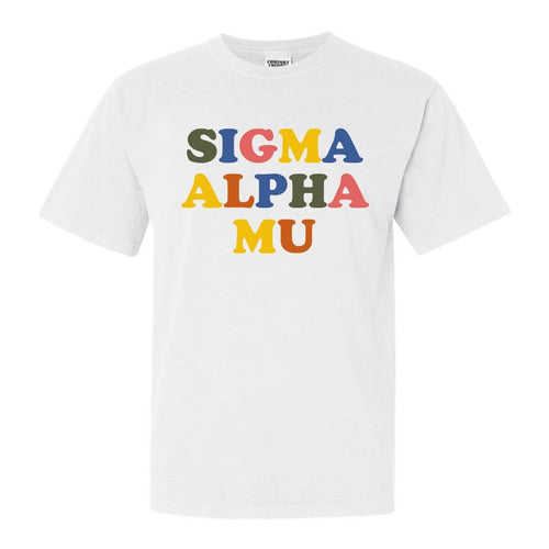 Sigma Alpha Mu Comfort Colors T-Shirt - Sammy Retro Letters Shirt - Kite and Crest