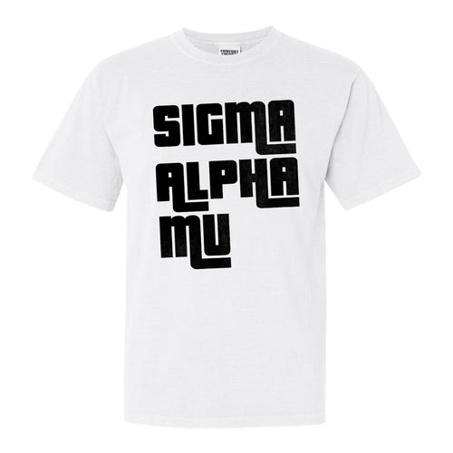 Sigma Alpha Mu Comfort Colors T-Shirt - Sammy Stacked Letters Shirt - Kite and Crest