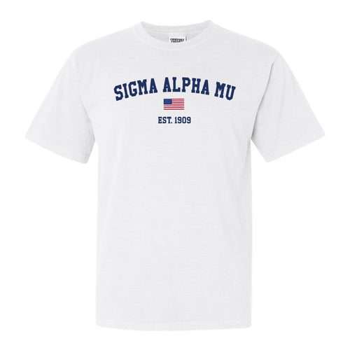 Sigma Alpha Mu Comfort Colors T-Shirt - Sammy USA Flag Shirt - Kite and Crest