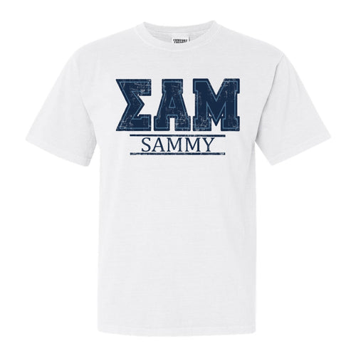 Sigma Alpha Mu Comfort Colors T-Shirt - Sammy Washed Letters Shirt - Kite and Crest