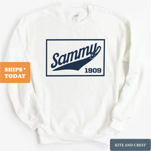 Load image into Gallery viewer, Sigma Alpha Mu Sweatshirt - Sammy Baseball Boxed Crewneck Sweatshirt - Kite and Crest
