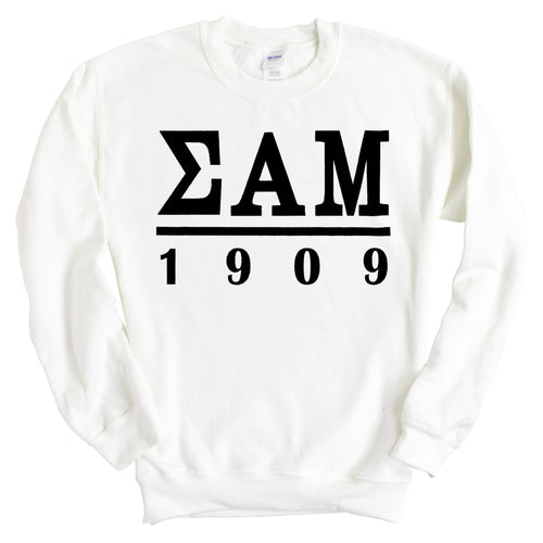 Sigma Alpha Mu Sweatshirt - Sammy Black Letters Crewneck Sweatshirt - Kite and Crest