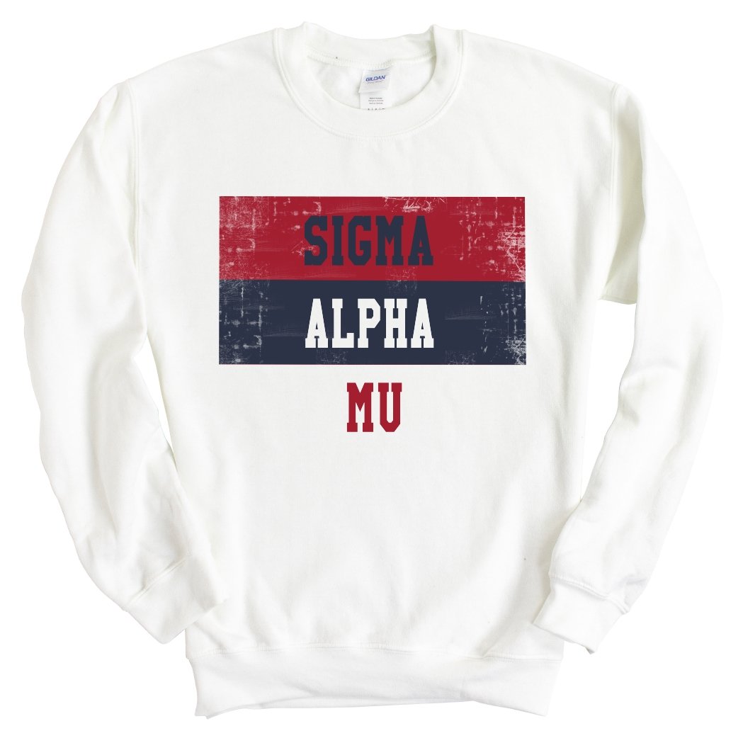 Sigma Alpha Mu Sweatshirt - Sammy Colorful Stripe Crewneck Sweatshirt - Kite and Crest