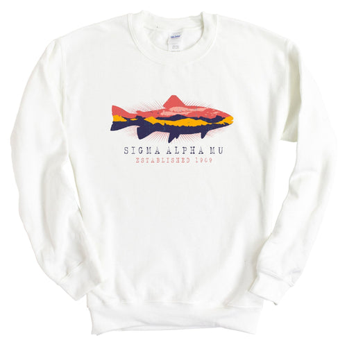 Sigma Alpha Mu Sweatshirt - Sammy Fishing Crewneck Sweatshirt - Kite and Crest