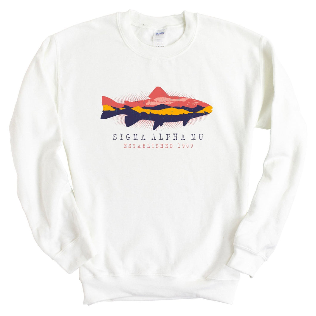 Sigma Alpha Mu Sweatshirt - Sammy Fishing Crewneck Sweatshirt - Kite and Crest