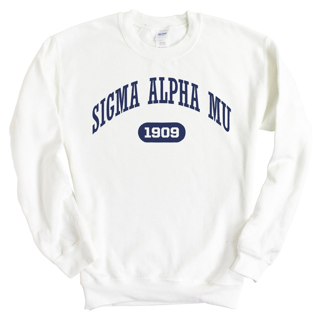 Sigma Alpha Mu Sweatshirt - Sammy Fraternal Arch Crewneck Sweatshirt - Kite and Crest