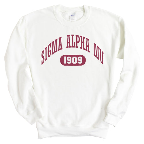 Sigma Alpha Mu Sweatshirt - Sammy Large Athletic Crewneck Sweatshirt - Kite and Crest