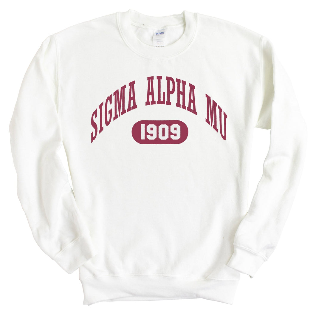 Sigma Alpha Mu Sweatshirt - Sammy Large Athletic Crewneck Sweatshirt - Kite and Crest